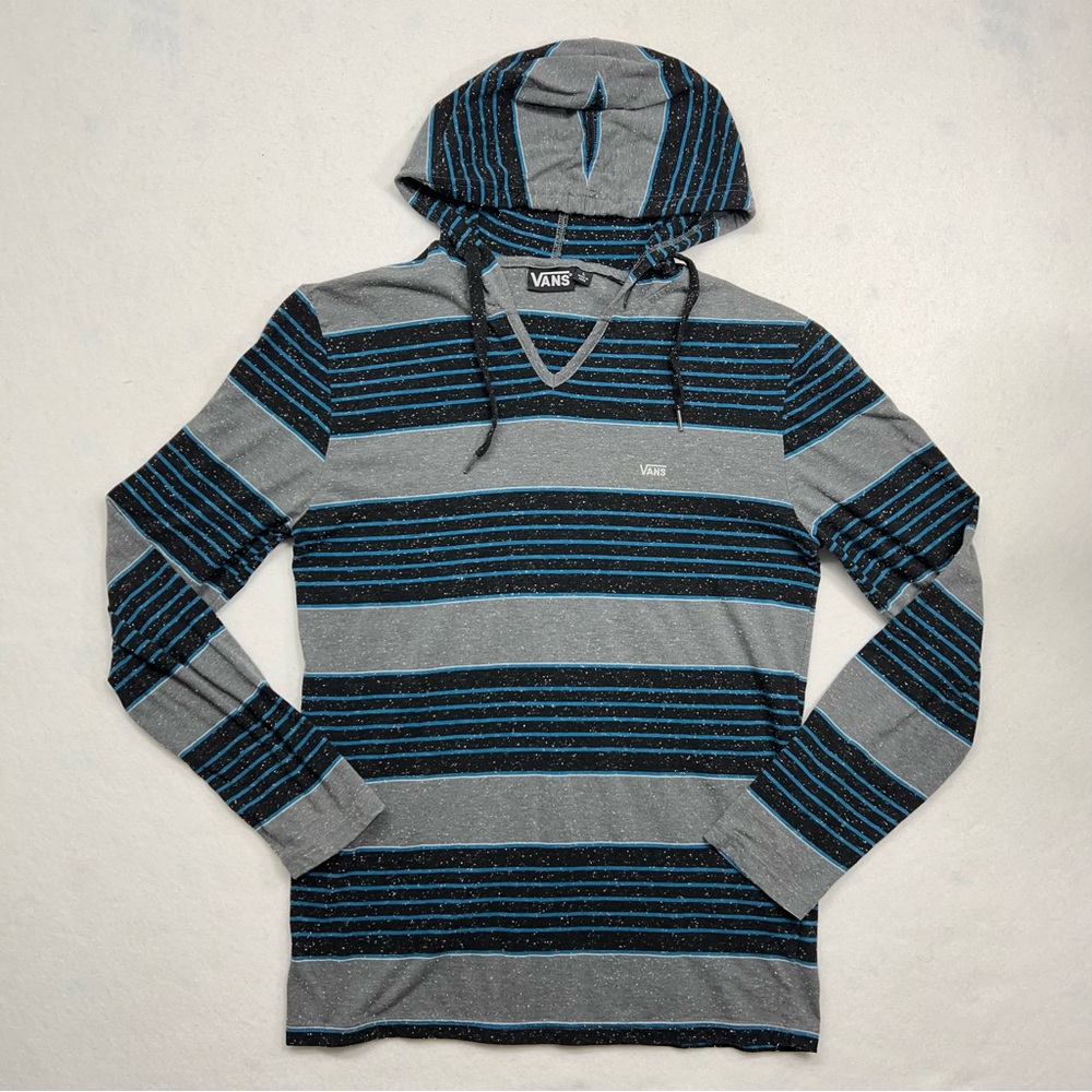 Vans Men's Gray and Blue Striped Hoodie - Picture 1 of 11